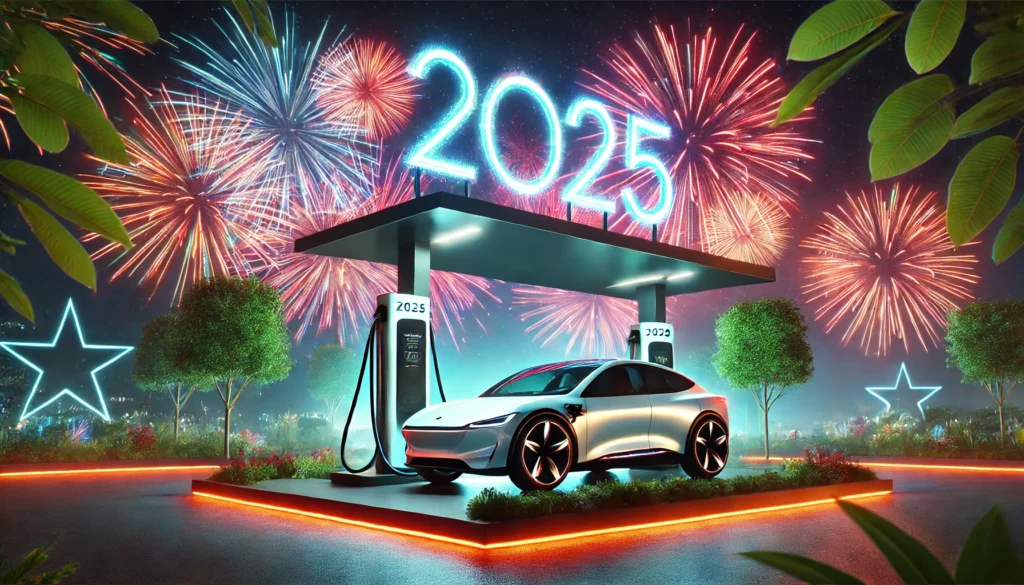 dall·e 2024 12 30 17.27.29 a photorealistic depiction of a single, modern charging station with an electric car resembling a polestar type design connected to it, set against a