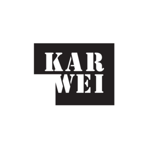 Black and white logo featuring the word KARWEI in bold, uppercase stencil-style letters on overlapping black rectangular shapes. The background is white.