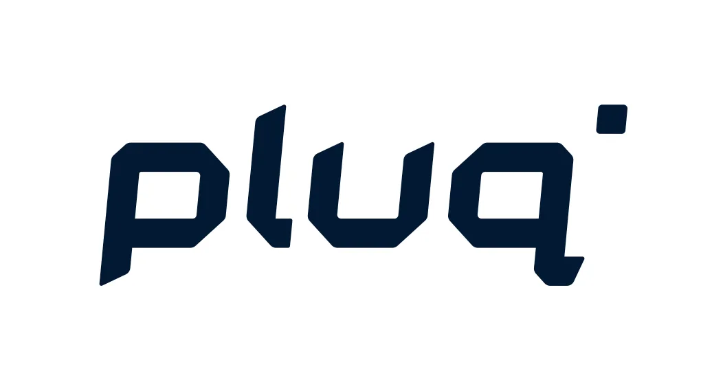 The image shows the word plug in bold, stylized lowercase letters with a small square dot above the letter j on a white background.